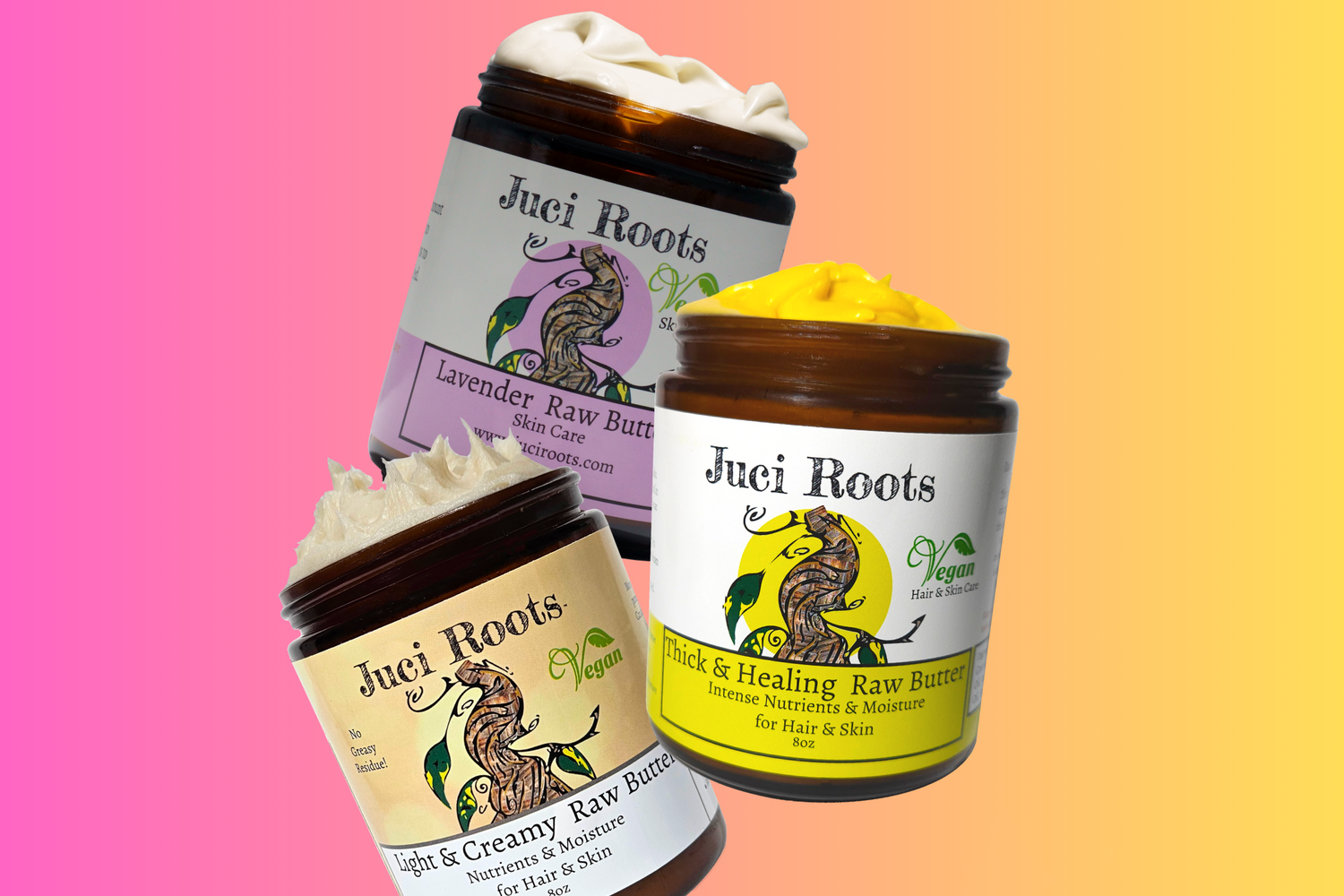 Juci Roots 8oz Coconut, Olive Oil, Shea Body Butter Bundle