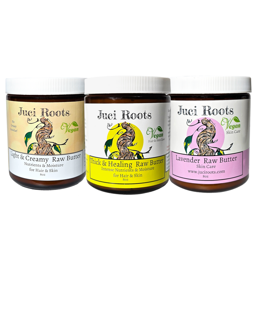 Body Butter Set 8oz Thick & Healing, Light & Creamy, Lavender – Juci Roots